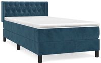 vidaXL Boxspringbed met matras, fluweel, donkerblauw, 90x190 cm
