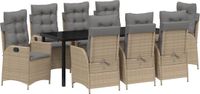 vidaXL Tuinset 9-delig Beige Polyrattan