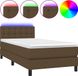vidaXL Boxspring met matras en LED, stof, donkerbruin, 90x190 cm