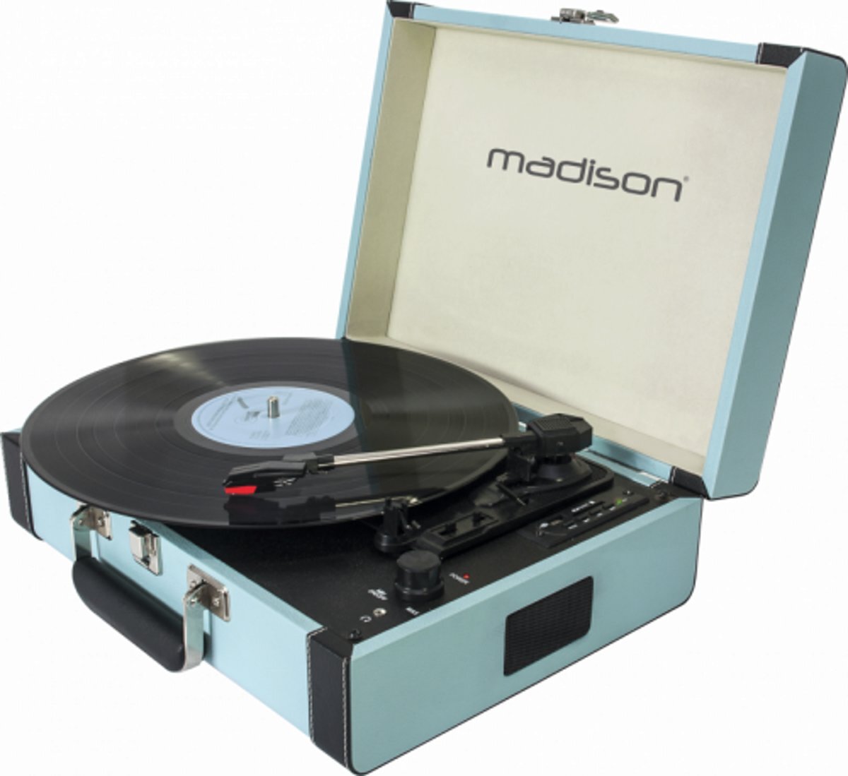 Madison Mad-retrocase-blu vintage draaitafelkoffer met bluetooth