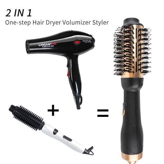 Tecqx Golden Magic Brush One Step Droger & Volumizer 2 in 1 - Föhnborstel - Zwart / Goud
