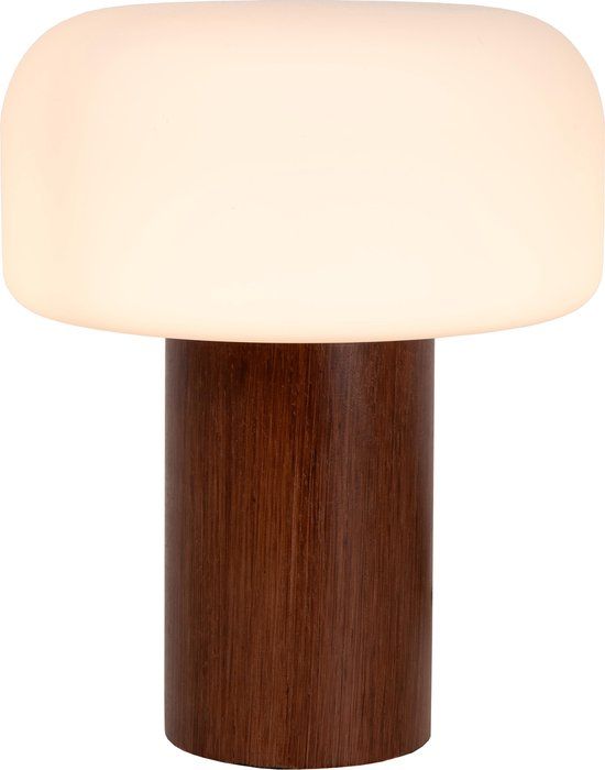 Lucide KENAN - Tafellamp - Ø 22 cm - 1xE14 - Donkere Houtlook - Japandi