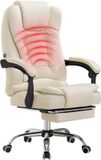 Merkloos Executive Backrest Massage Swivel Chair with Footrest - Ergonomic Lunch Break PU Leather