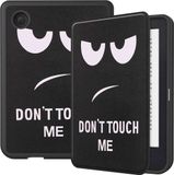 Merkloos Kobo Clara 2E Hoes Book Case met Don't Touch Print