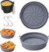 Alyvisun Air Fryer Silicone Pot, 2 Stuks Airfryer Pan Liners Herbruikbare Heteluchtfriteuse Mand Rond Opvouwbare Tray Rack Accessoires Basket voor Air Fryers, Magnetron, Oven (Grijs)