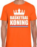 Bellatio Decorations Oranje Basketbal Koning Shirt met Kroon Heren - M