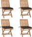 vidaXL Fauteuils de jardin avec coussins, 4 pièces, bois de teck massif, taupe