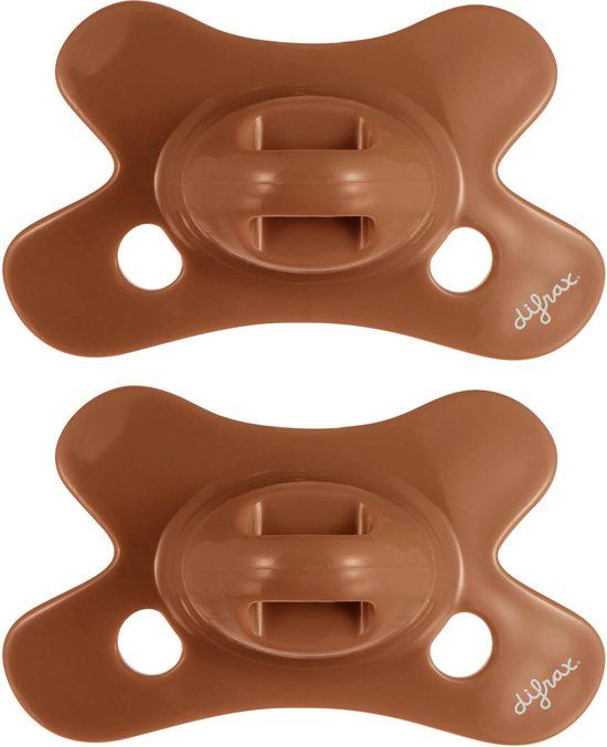Difrax Natural Fopspeen - 0-6 Maanden - Bruin - 2 stuks