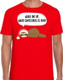 Bellatio Decorations Luiaard Kerstshirt / Kerst t-shirt Wake me up when christmas is over rood voor heren - Kerstkleding / Christmas outfit XXL