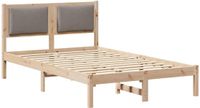 vidaXL Bedframe met hoofdeinde, taupe, 120 x 190 cm, massief grenenhout