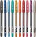 10 Linc Shine 10 x Sparkled GLITTER Gelpennen 0,7 mm FINE Tip 10 kleuren