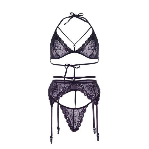 Leg Avenue lingerieset 3-delig zwart - Zwart