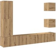 vidaXL 5-delige tv-meubelset, wandmontage, bewerkt hout, ambachtelijk eiken