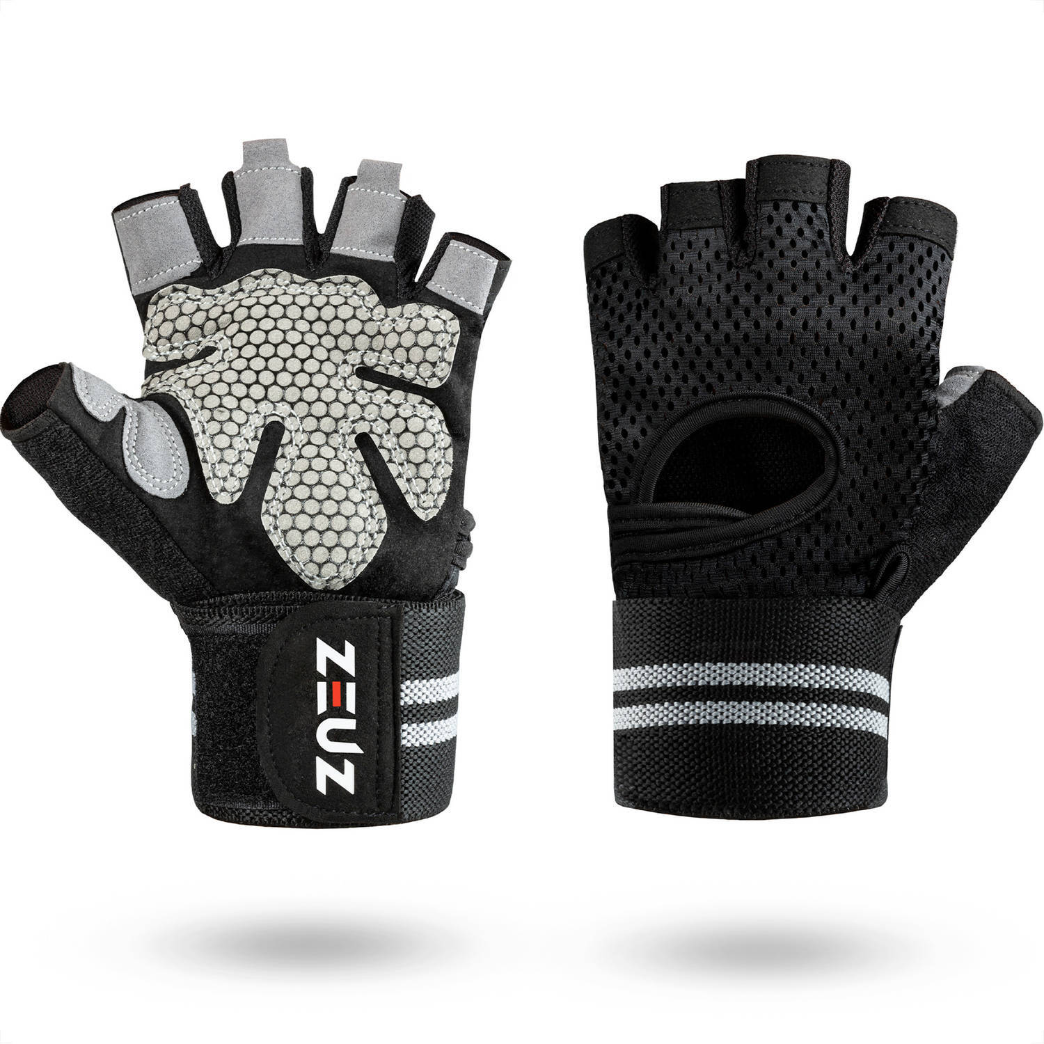 ZEUZ zeuz® sport & fitness handschoenen heren & dames - krachttraining - crossfit - grijs & zwart - maat s