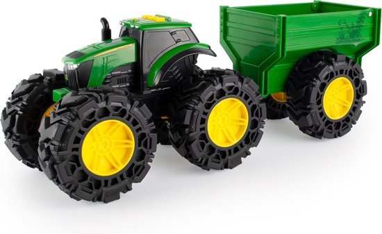 Tomy - John Deere John Deere Monster Treads Tractor met Aanhanger Licht & Geluid