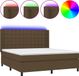 vidaXL Boxspring met matras en LED stof donkerbruin 180x200 cm