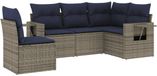 vidaXL Ensemble de banc de jardin 5 pièces avec coussins, gris, polyrotin