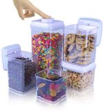 iChewie - BopTop (set van 5) Luchtdichte voedselcontainer - Mechanische siliconen afdichting - BPA-vrij, stapelbaar - 500/850/900/1500/2500 ml