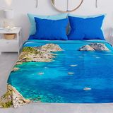 PETTI Artigiani Italiani Sprei voor tweepersoonsbed, zomer, marineblauw design 03, 100% hypoallergeen, microvezel, 100% Made in Italy