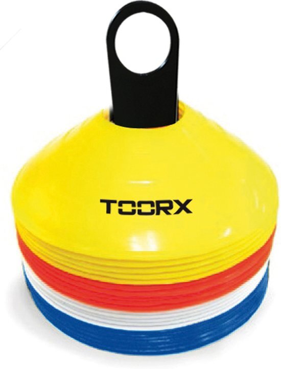 Toorx Toorx Agility Cones Set van 24 stuks - met rek - Geel/Rood/Wit/Blauw