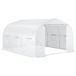 Outsunny Serre de jardin tunnel 3,5 l x 3 l x 2 h m avec porte et 6 fenêtres enroulables, acier galvanisé, bâche PE haute densité blanc