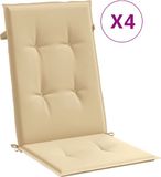 vidaXL Stoelkussens 4 st hoge rug 120x50x4 cm stof gemêleerd beige
