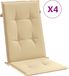 vidaXL Stoelkussens 4 st hoge rug 120x50x4 cm stof gemêleerd beige