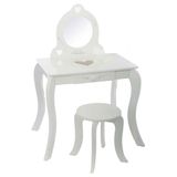 Make-uptafel Well Home Make-uptafel met spiegel en kruk, klassiek design, make-uptafel met 1 lade, schoonheidshoek