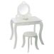 Make-uptafel Well Home Make-uptafel met spiegel en kruk, klassiek design, make-uptafel met 1 lade, schoonheidshoek