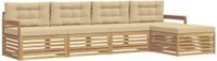 vidaXL - Bank loungeset - 5 zitplekken - Wit en Beige - Polyester