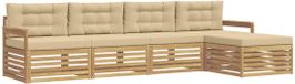 vidaXL - Bank loungeset - 5 zitplekken - Wit en Beige - Polyester