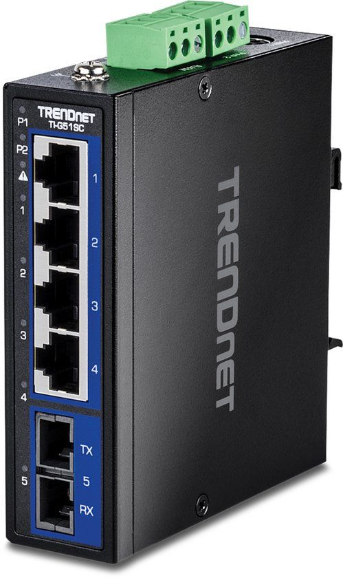 TRENDnet TI-G51SC 5-Port Gigabit Switch Industrial DIN-Rail met MM SC-Port