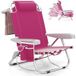 Coast Beach Chair Chaise longue pliable à dossier réglable en 5 positions avec porte-gobelet et compartiments de rangement Rose 66x65x78 cm - 2 pièces