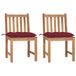 VidaXL Tuinstoelen 2 stuks met kussens massief teakhout Rood