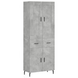 VidaXL Hoge kast, 69,5x34x180 cm, bewerkt hout, betongrijs