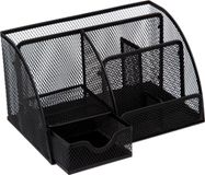 5five Bureau organizer/pennenbak - sorteer rekje - draadmetaal - zwart - L22 x B13 x H14 cm
