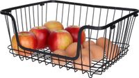 5Five Draadmand/opbergmand met handvat - stapelbaar - zwart - 26 x 16 x 33 cm