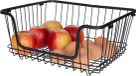 5Five Draadmand/opbergmand met handvat - stapelbaar - zwart - 26 x 16 x 33 cm