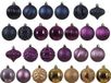 Decoris Boules de Noël - 30 pièces - Plastique - Bleu foncé/Or/Violet - 7 cm