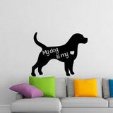 Ambiance Sticker Schoolbordsticker - uitwisbare zelfklevende muurstickers - HONDENSILHOUET - 55x70cm