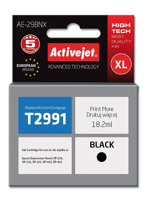 ActiveJet AE-29BNX inktcartridge - Zwart - Vervanging voor Epson 29XL T2991 - 18ml