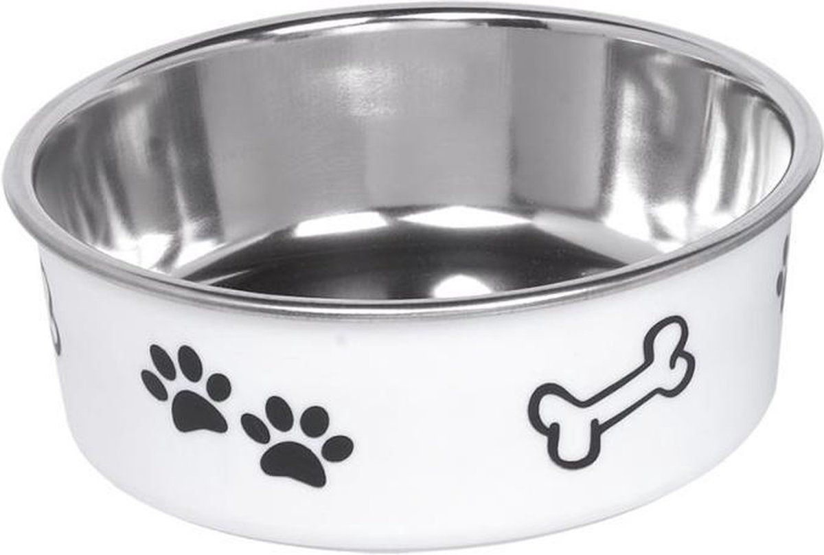 Nobby rvs voerbak anti-slip - fusion - wit - 500 ml