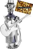 Brubaker Wijnflessenhouder gitarist metalen sculptuur met wenskaart - Zilver