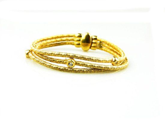 model Umi armband zilver verguld met cubic zirconia 3 rijen