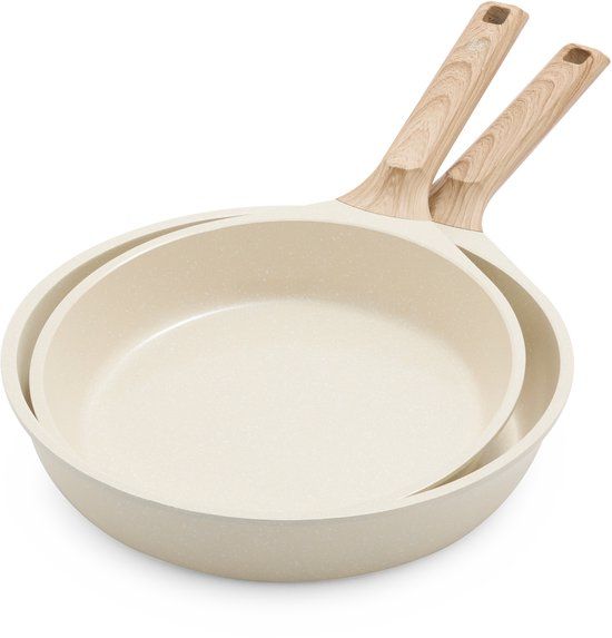 GreenChef Arte 2-delige Keramische Anti-aanbakpannenset - PFAS-vrij - Inductie - Crème