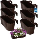 KOTARBAU® 6 st Balkonbak, Bloembak voor Balkon, PVC, 40x15x15 cm, Bruin