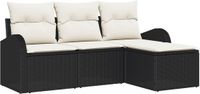 vidaXL Tuinbank Set Zwart Poly Rattan