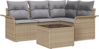 vidaXL Tuinbank Set 5-delig Beige Poly Rattan