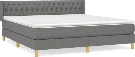 vidaXL Boxspring met matras stof donkergrijs 180x200 cm
