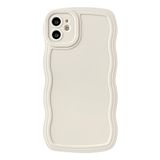Caseative voor iPhone 11 hoesje, effen kleur krullend golf frame zachte telefoonhoes (wit)